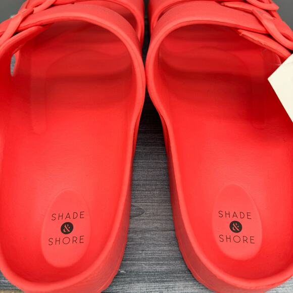 NEW Shade & Shore Women’s Neida EVA Two band Sandals Coral Red Size 11 - Picture 5 of 10